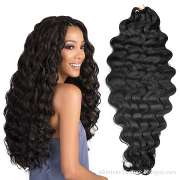 Hot Selling Black 28 inch Pre-feathered Hybrid Water Wave Braids 3x Body Ocean Wave For Bulk Braiding Synthetic Hair Extensions